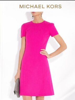 Michael Kors Neon Hot Pink Short-Sleeve Sheath Dress
